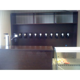 False panel standard shelving for a live beer store