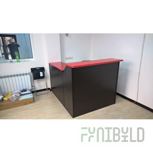 Reception desk compact G shape Red on dark