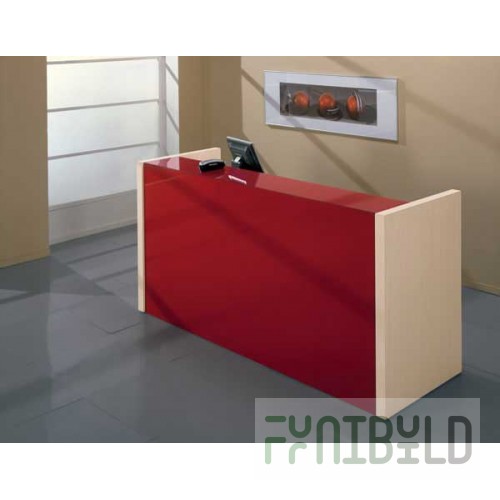 Rectangular reception desk red gloss