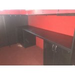 Arlecchino reception desk red and black with glass partitions