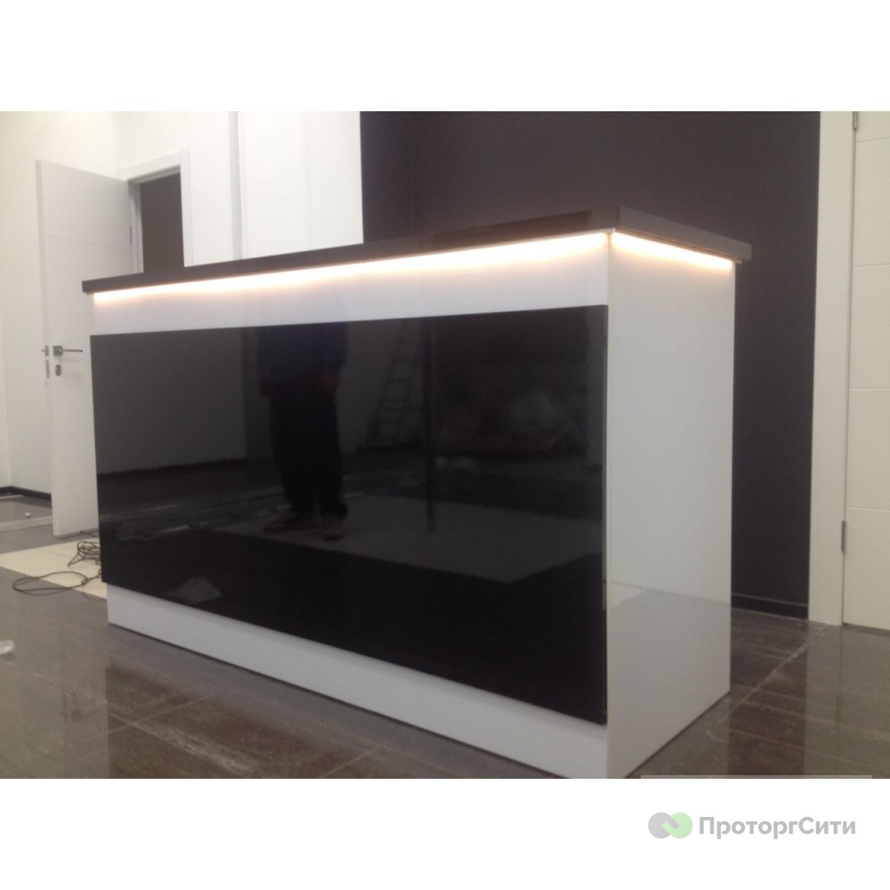 Reception Desk Black Plasma white with black glossy square