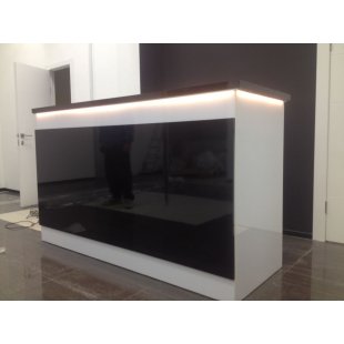 Reception Desk Black Plasma white with black glossy square