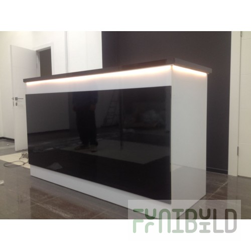 Reception Desk Black Plasma white with black glossy square