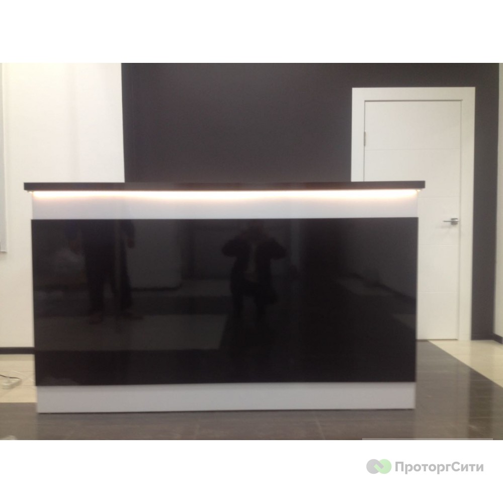 Reception Desk Black Plasma white with black glossy square