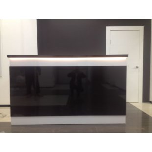Reception Desk Black Plasma white with black glossy square