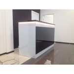 Reception Desk Black Plasma white with black glossy square