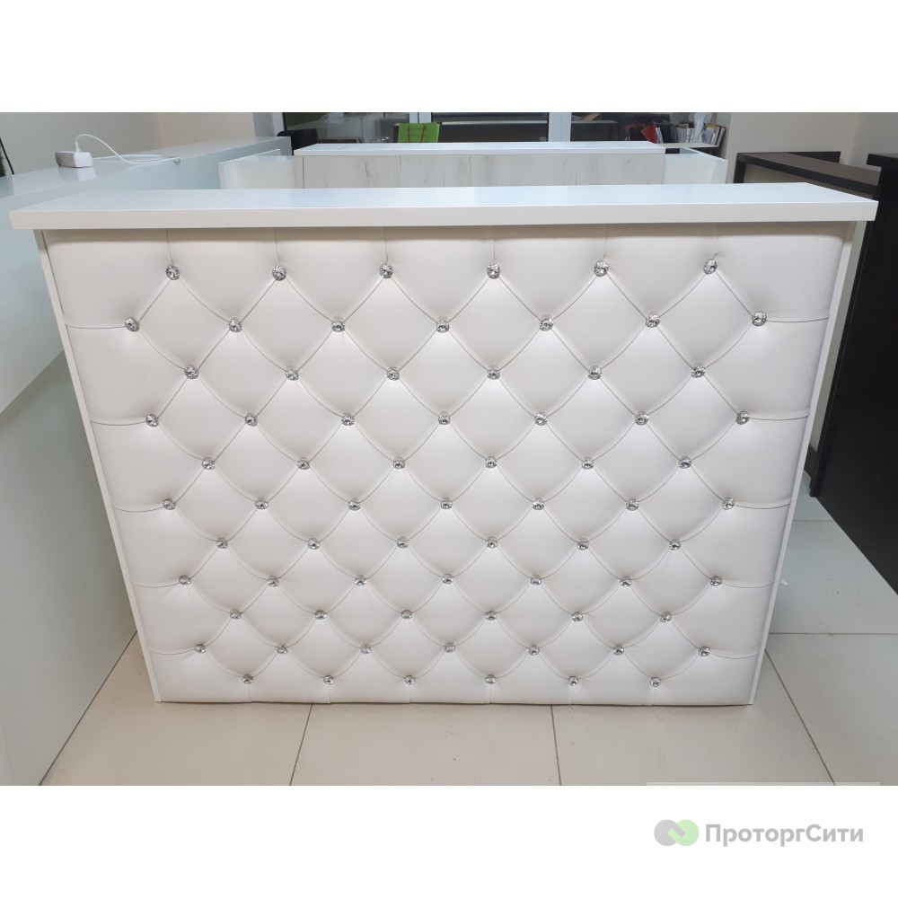 Reception desk (administrator's desk) white, leather-trimmed