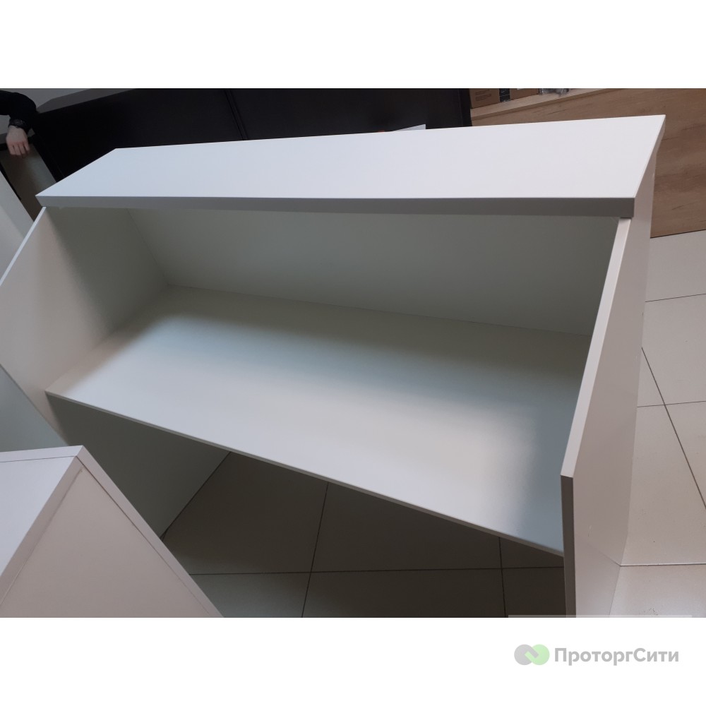 Reception desk (administrator's desk) white, leather-trimmed