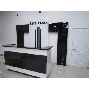 Reception desk City class black and white glossy