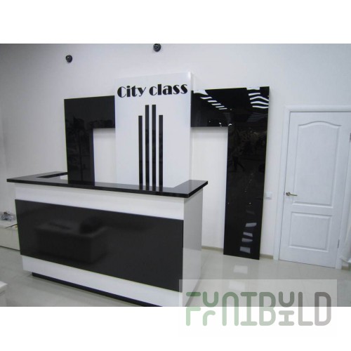 Reception desk City class black and white glossy