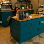 Teal Café Bar Counter – Compact Coffee Shop Front Counter