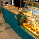 Teal Café Bar Counter – Compact Coffee Shop Front Counter