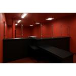 EdgeGuard Corner Front Desk – Red & Black Glass-Shield Counter