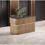 Aura Front Desk – Sleek Curved Slatted Counter