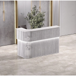 Aura Front Desk – Sleek Curved Slatted Counter