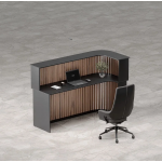 Aura Front Desk – Sleek Curved Slatted Counter