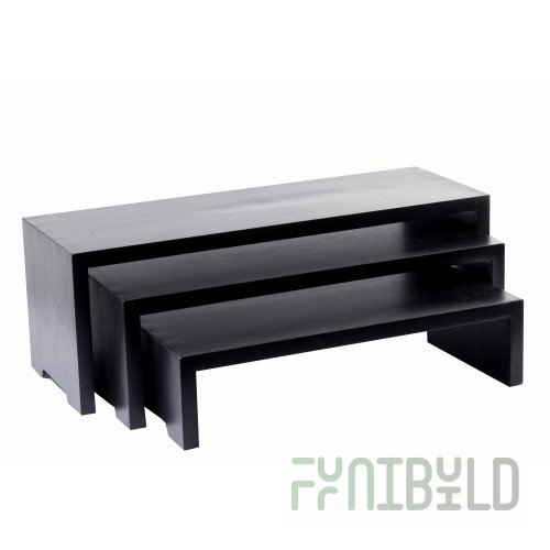 Tablecraft RBK300 22 Inch Wood Display Riser Set Black Suitable for Merchandising