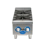 Globe GHP12G 14 Inch Gas Hotplate 2 Burners 44000 BTU with Cast Iron Grates