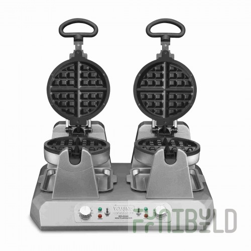 Waring WW250X 18 Inch Commercial Belgian Waffle Maker Double Side-by-side 7 Inch Dia. with Independent Controls