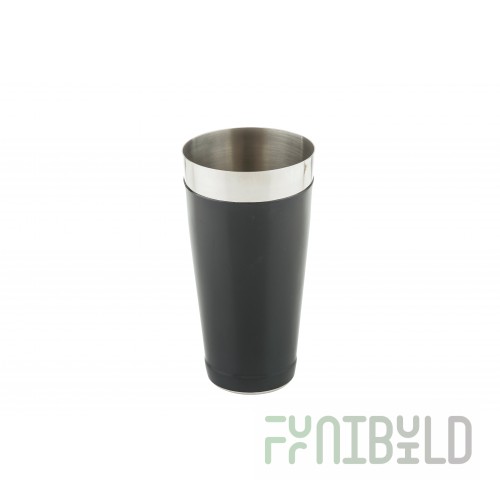 Tablecraft 10372 28 Oz Bar Shaker with Vinyl Coating Stainless Steel Black