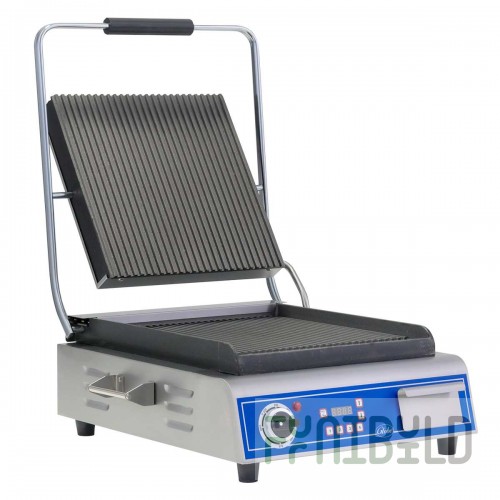 Globe GPG14D 14 Inch Countertop Electric Sandwich Panini Grill with Cast Iron Plates