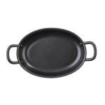 Tablecraft 12093 12 Oz Mini Serving Fry Pan Oval with Black Handle Steel Non-Stick