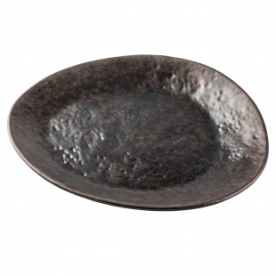 Tablecraft 10891 10 Inch Lunara Collection Plate Small Melamine Black Stone Pattern with Copper Flecks