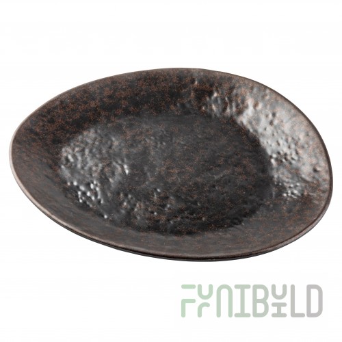Tablecraft 10891 10 Inch Lunara Collection Plate Small Melamine Black Stone Pattern with Copper Flecks