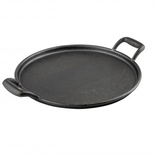 Tablecraft CW30118 12-3/4 Inch Round Pizza Pan Cast Iron with 2 Handles Pre-seasoned