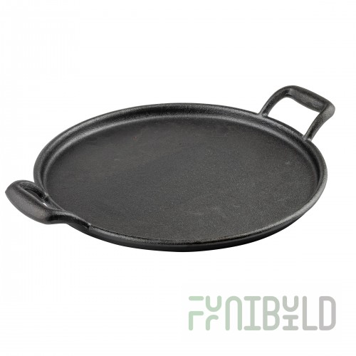Tablecraft CW30118 12-3/4 Inch Round Pizza Pan Cast Iron with 2 Handles Pre-seasoned