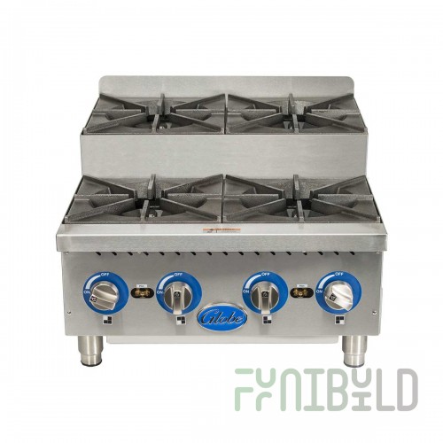 Globe GHPSU424G 24 Inch Gas Hotplate Countertop with 4 Burners 120000 BTU