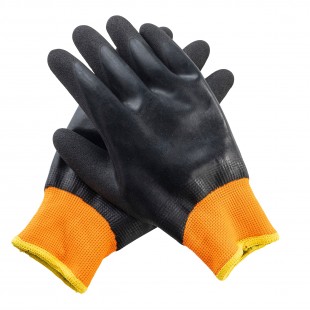 Tablecraft 12246 Small Freezer Glove 9 Inch Black Pair of 2 Polyester Yellow Cuff