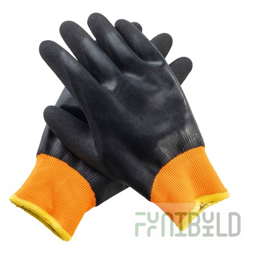 Tablecraft 12246 Small Freezer Glove 9 Inch Black Pair of 2 Polyester Yellow Cuff