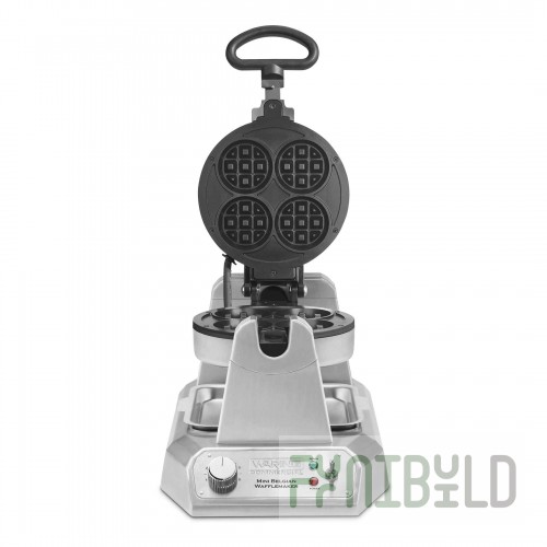 Waring WMB400XCE 12 Inch Mini Belgian Waffle Maker Single Bakes 4 Mini Waffles