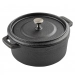 Tablecraft 10748 16 Oz. Cocotte Cast Iron Dutch Oven with Lid and Handles Black