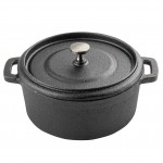 Tablecraft 10748 16 Oz. Cocotte Cast Iron Dutch Oven with Lid and Handles Black
