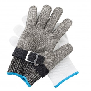 Tablecraft 11739 Large 7-1/4 Inch Cut Resistant Glove Woven Stainless Steel Blue Cuff Tablecraft 11739 Large 7-1/4 Inch Cut Resistant Glove Woven Stainless Steel Blue Cuff