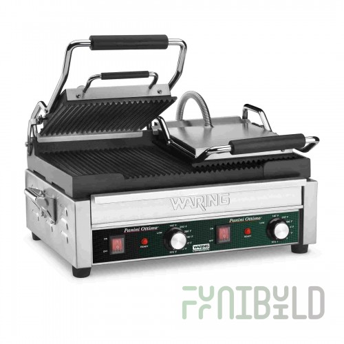 Waring WPG300 Double Ribbed Panini Grill, 17 in. x 9.5 in.