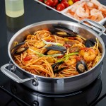 Tablecraft CW7010 3 Quart Brazier Pan Induction Ready Stainless Steel and Aluminum Tablecraft CW7010 3 Quart Brazier Pan Induction Ready Stainless Steel and Aluminum