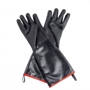 Tablecraft 12298 6 Inch High Heat Glove Neoprene Pair Black Red Cuff