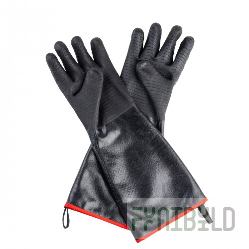 Tablecraft 12298 6 Inch High Heat Glove Neoprene Pair Black Red Cuff