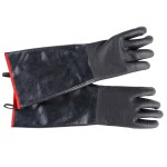Tablecraft 12298 6 Inch High Heat Glove Neoprene Pair Black Red Cuff