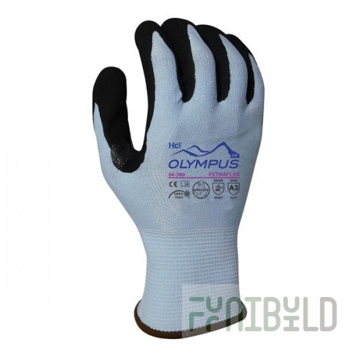 Armor Guys Extraflex Olympus 04-300-L Light Blue 13 Gauge A3 Gloves with Black HCT Microfoam Nitrile Palm Coating - Large