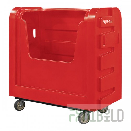 Royal Basket Trucks 36 Cu. Ft. Red Bulk Poly Truck with Steel Base and 2 Rigid / 2 Swivel Casters R36-RDX-BFC-6UNN