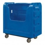 Royal Basket Trucks 36 Cu. Ft. Red Bulk Poly Truck with Steel Base and 2 Rigid / 2 Swivel Casters R36-RDX-BFC-6UNN