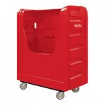 Royal Basket Trucks 36 Cu. Ft. Red Bulk Poly Truck with Steel Base and 2 Rigid / 2 Swivel Casters R36-RDX-BFC-6UNN
