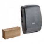 Lavex Translucent Black C-Fold / Multifold Paper Towel Dispenser with 4,000 Kraft M-Fold Paper Towels Lavex Translucent Black C-Fold / Multifold Paper Towel Dispenser with 4,000 Kraft M-Fold Paper Towels