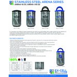 Ex-Cell Kaiser Arena 51 Series ARENA-X51 R SS/RBL 51 Gallon Stainless Steel Customizable Outdoor Recycling Bin with Hooded Rain Top