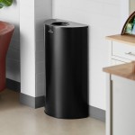 Lancaster Table & Seating 12 Gallon Black Powder-Coated Metal Half Round Decorative Trash Can Lancaster Table & Seating 12 Gallon Black Powder-Coated Metal Half Round Decorative Trash Can