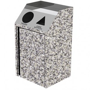 Lakeside 4412GS Stainless Steel Rectangular Refuse / Recycling Station with Front Access and Gray Sand Laminate Finish - 26 1/2
